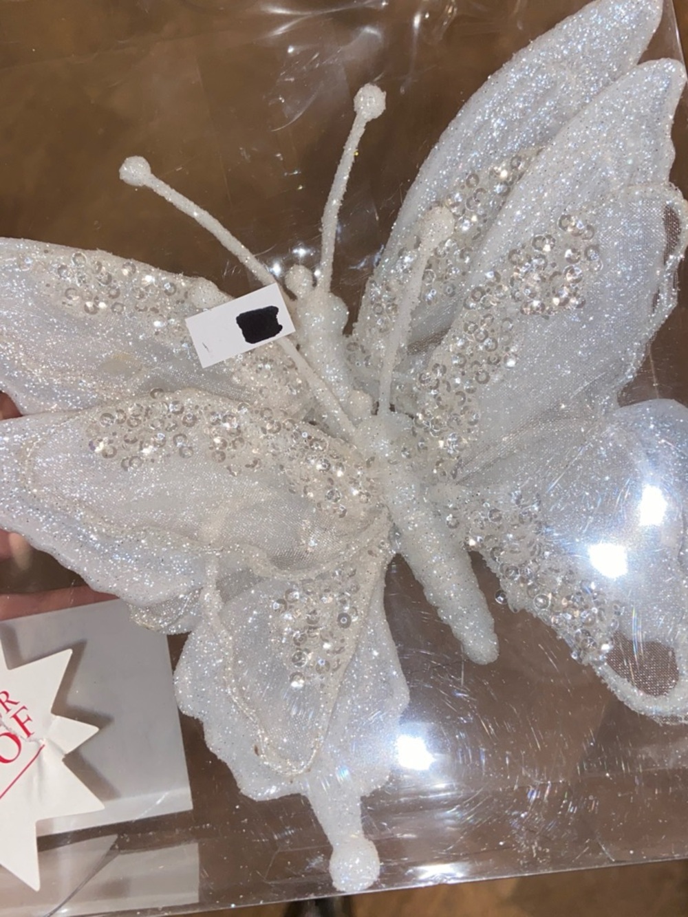Hobby Lobby White Glitter & Sequin Butterfly Accent
